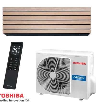 Инверторен климатик Toshiba Super Daiseikai 10 WOOD RAS-B10S4KVDG-E с външно тяло RAS-10S4AVPG-E и дистанционно управление