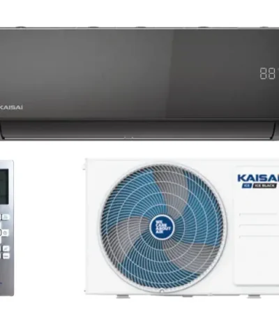 Инверторен стенен климатик KAISAI ICE KLB-24HRHI KLWB-24HRHO с черен вътрешен модул, външно тяло и дистанционно